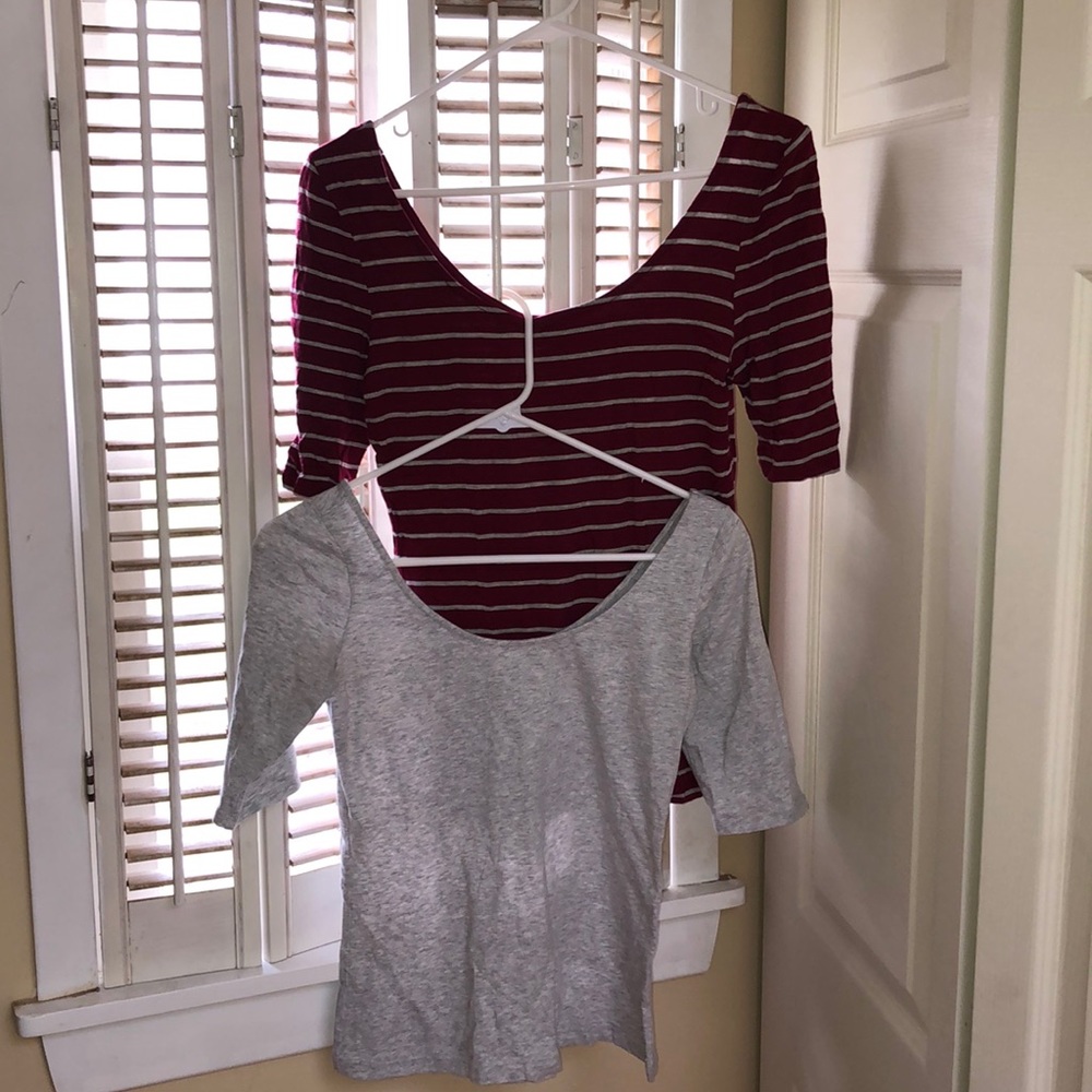 Ballerina scoop back/ front 3/4 sleeve shirts
